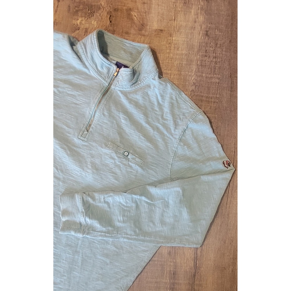 Johnnie-O Mens XL Quarter Zip Pullover Teal Blue Slub Knit Chest Pocket Cotton